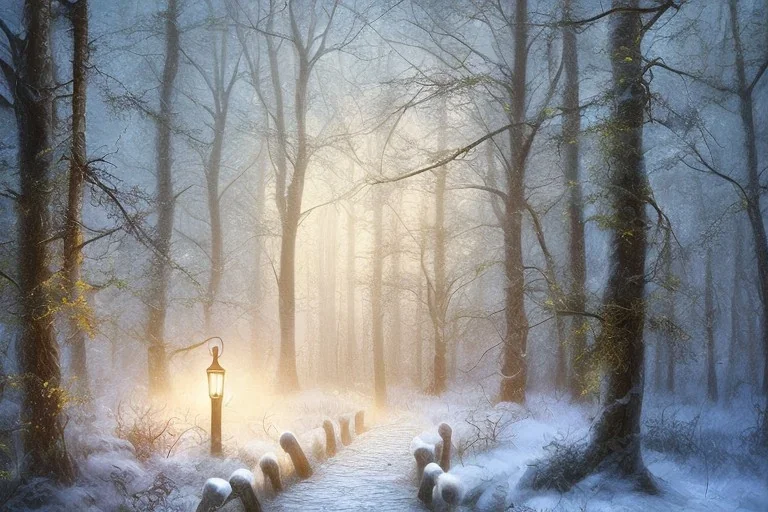 FOREST LANTERN WINTER PATH FALL