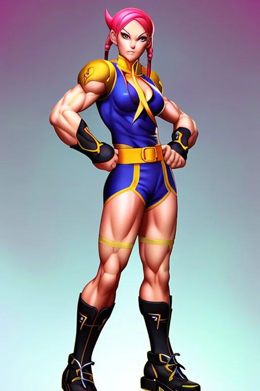 cammy white from street fighter wearing juri outfit in Yusuke Murata style