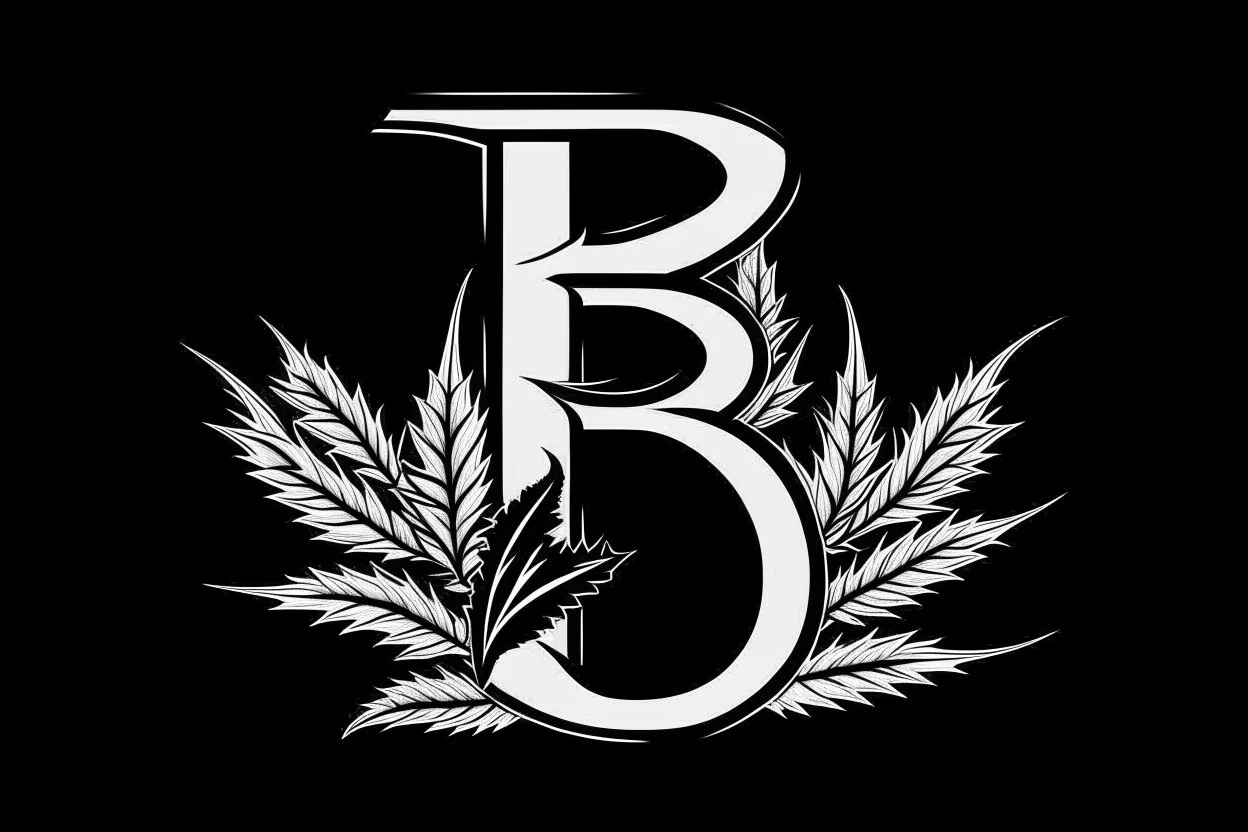 LETTER 'B' CANABIS LEAF BLACK AND WHITE RASTA