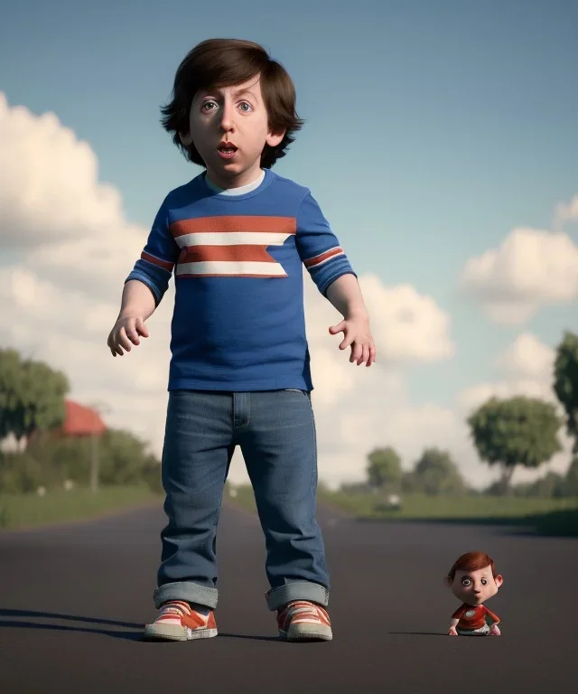 Howard wolowitz toddler, full body, dramatic lighting, angry, hyper realistic,