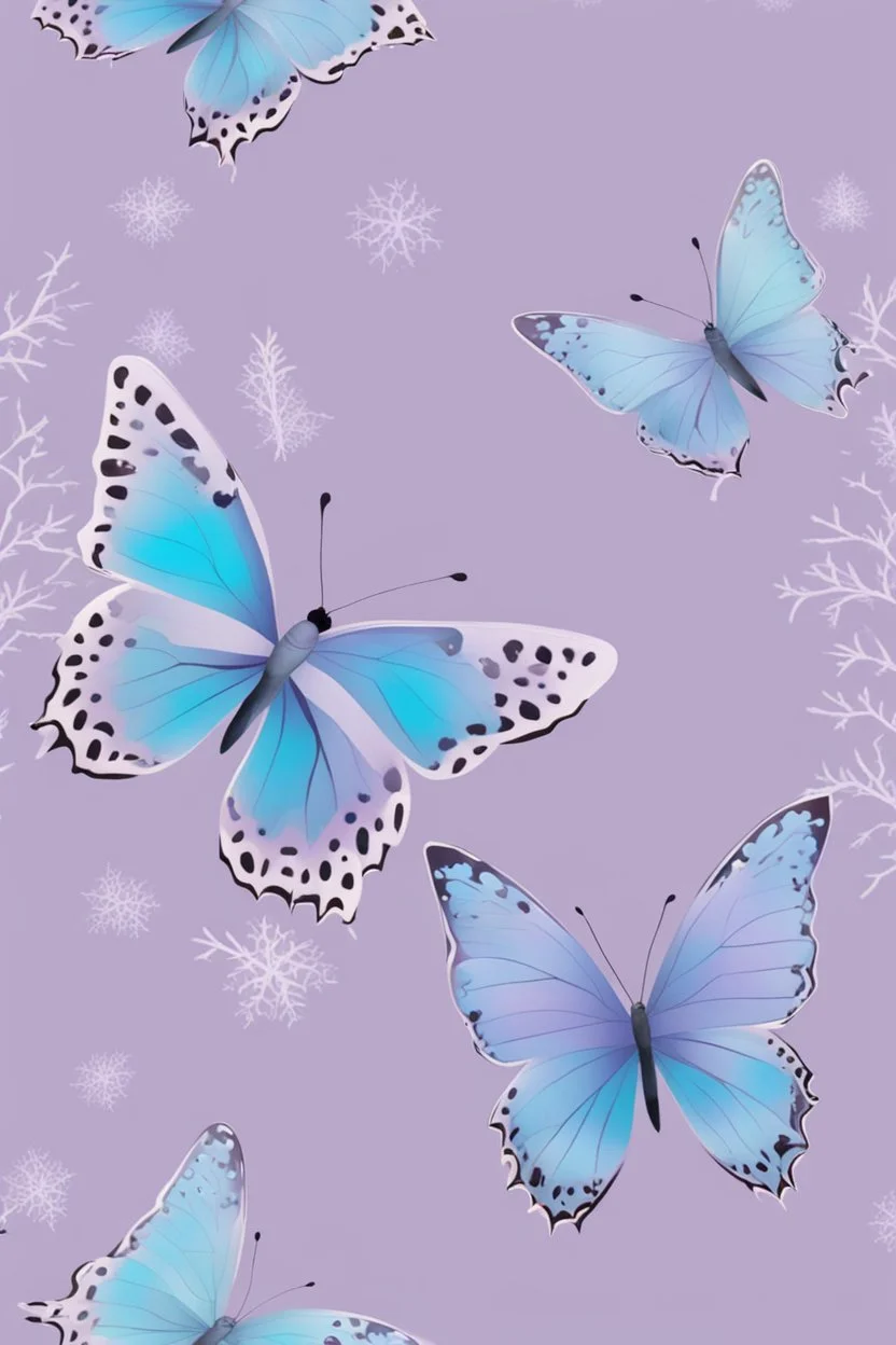 Light purple and light blue butterflies in the winter
