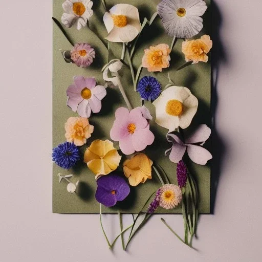 delicate arrangement of pressed flowers, beautiful composition, aesthetic layout, modern, clean