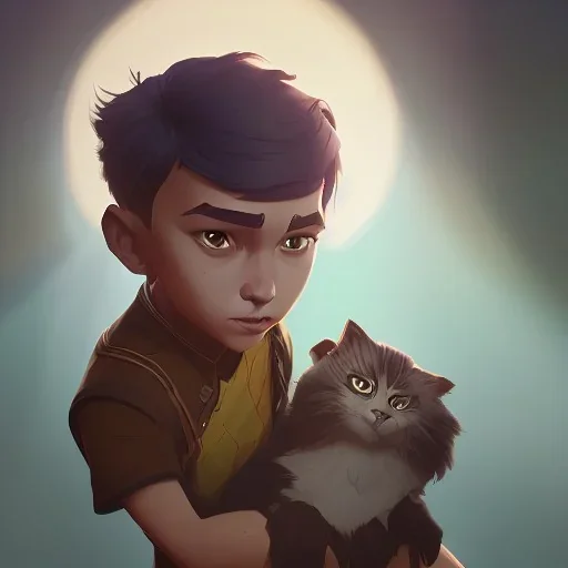 Portrait of a kid with his magical pet by Nick Harris