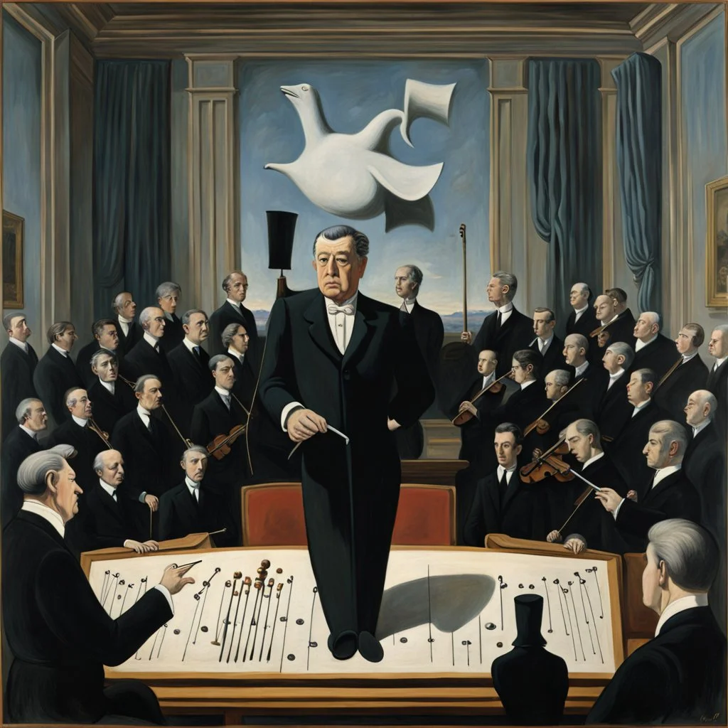 Rene Magritte conducting his symphony orchestra