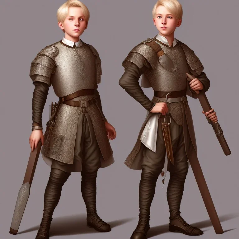 12 year old blonde boy, fullbody, medieval