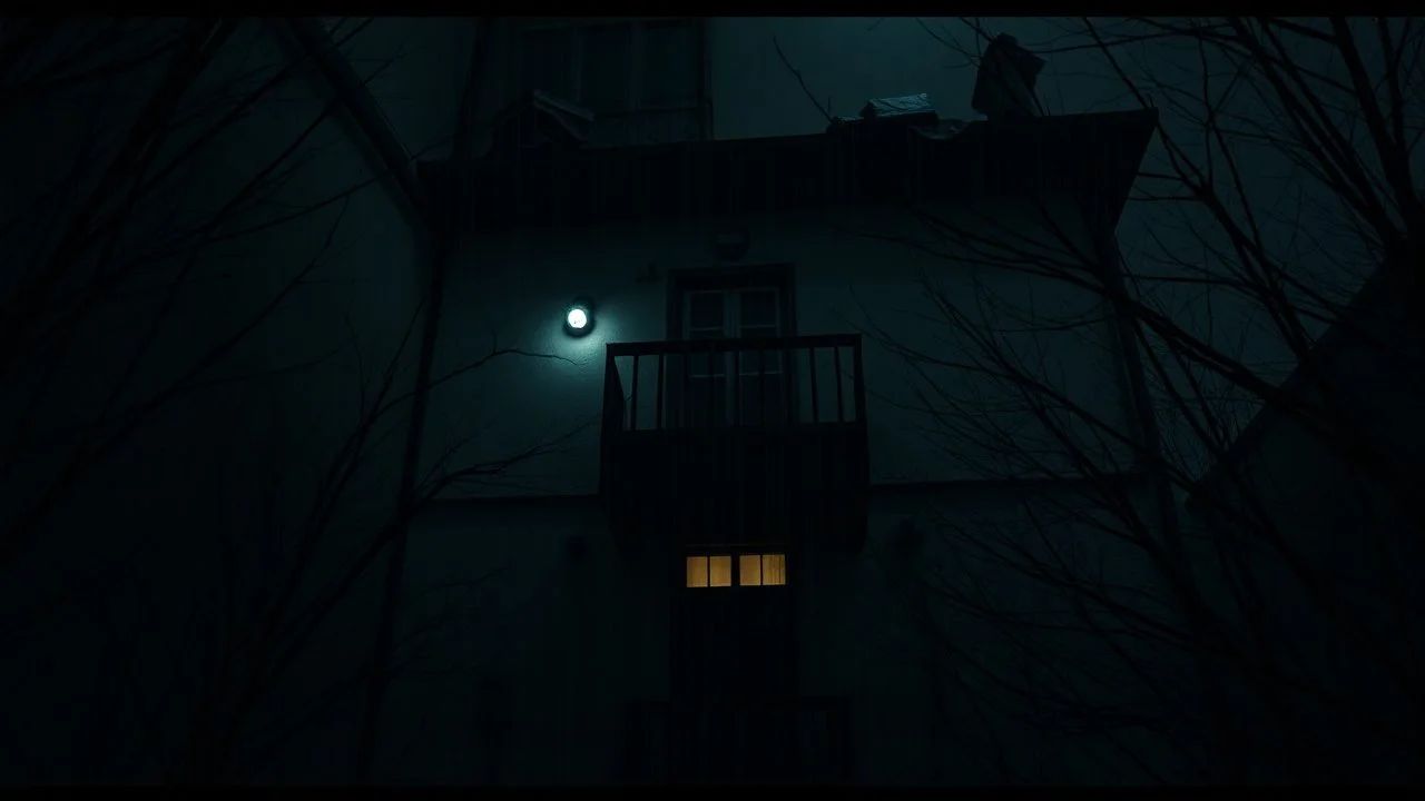 Hogyan is érthetné a második emeleti lakó a földszinten élő nyomorúságát? high contrast, detailed, thriller, deep dark colors, gloomy, cinematic
