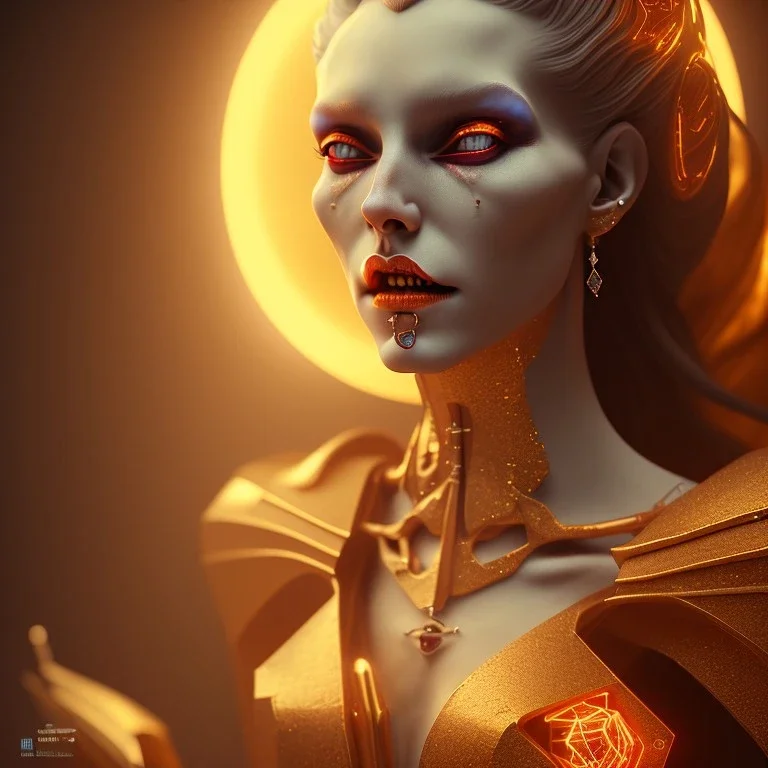 dracula goddess, by Mahmoud Sai, Cartographic, Golden Hour, Closeup-View, 16k, Lumen Global Illumination, Diffraction Grading ,beautiful ,circuitry, jewelry