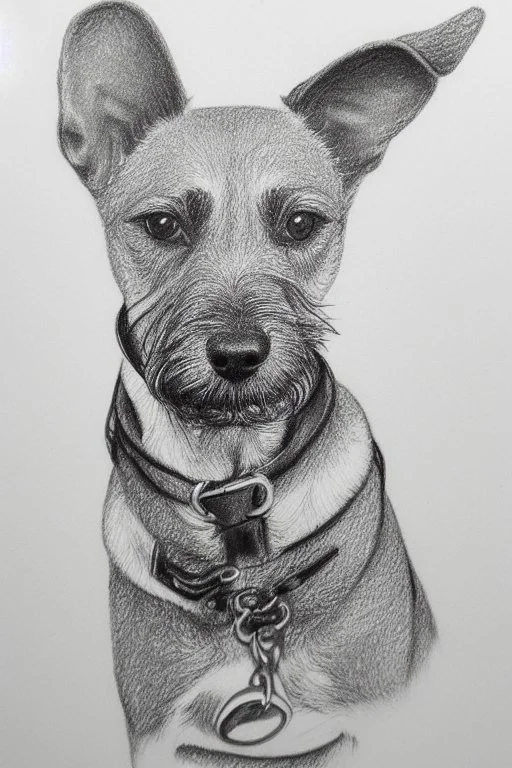 Detailed pencil drawing of a cheeky terrier dog