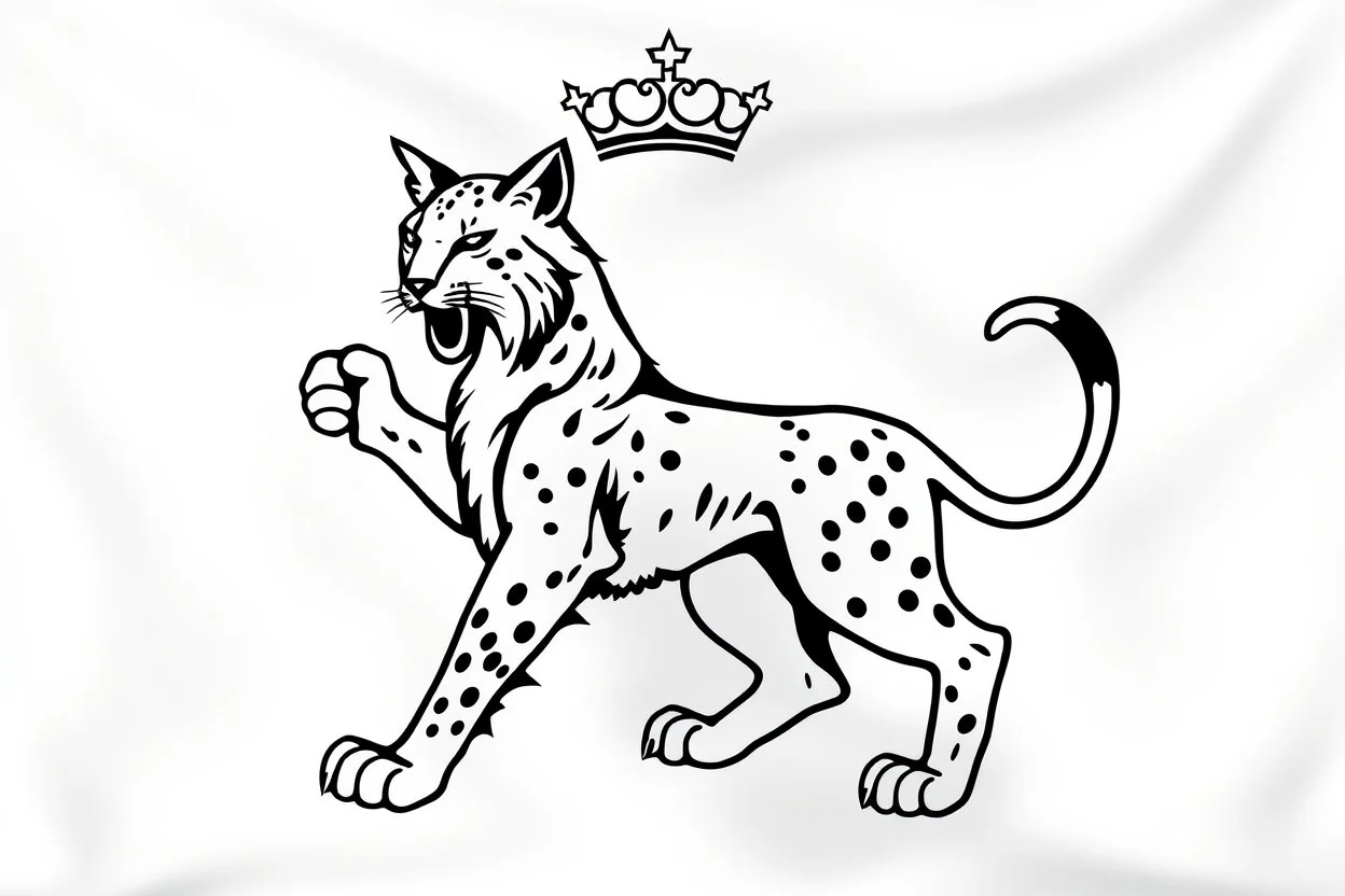 a lynx in a royal lion position like on flags or crests, vector