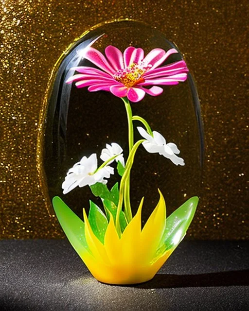 Surreal Waiizii Flower inside a glass sculpture, Art by Joshy Sly,