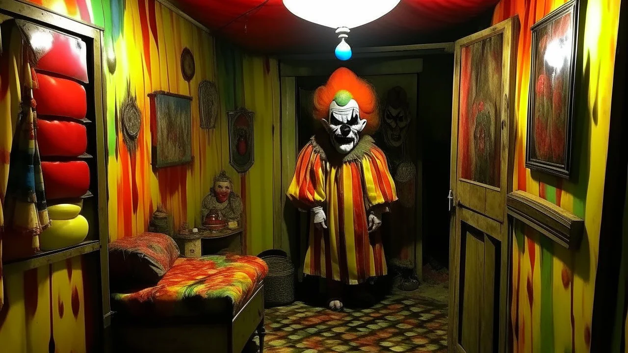 The only thing more terrifying than a clown is a room painted like one.