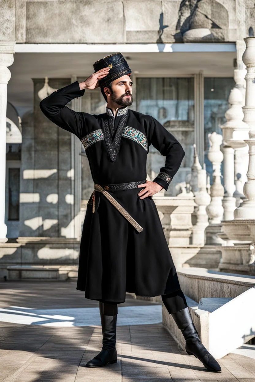 azeri male in traditional dancer costum