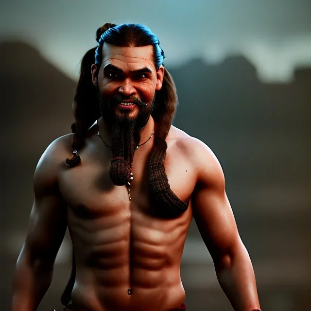 Khal Drogo toddler, full body, dramatic lighting, hyper realistic