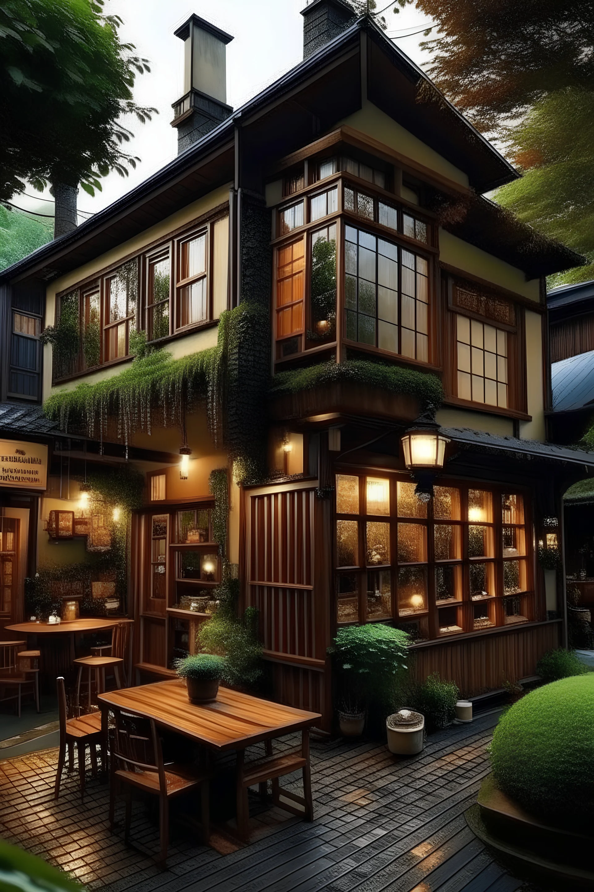 Quiero una casa unifamiliar de 2 pisos que a su vez funcione como una cafetería donde el ambiente se vea cálido y cómodo