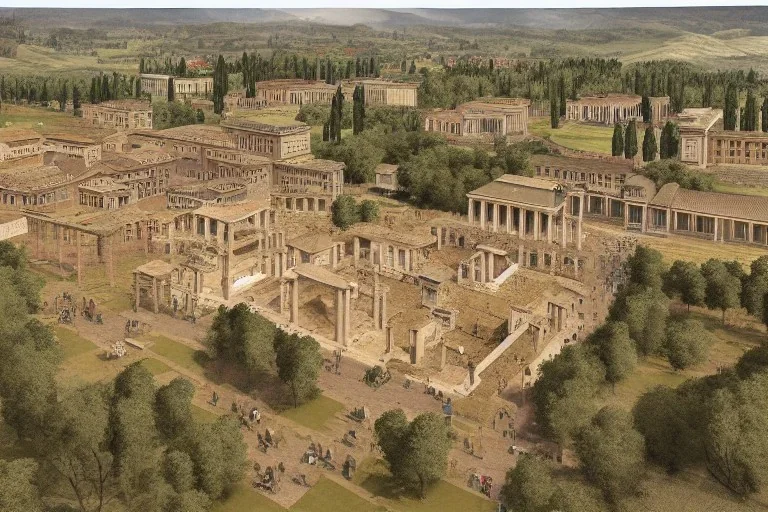 A realistic impression of the forum Romanum in the year 0, birds eye view