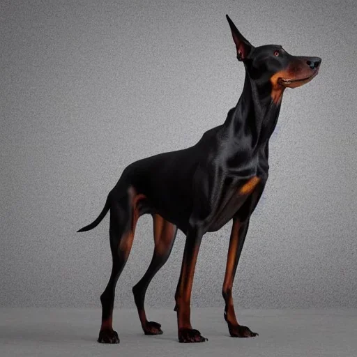 anthropomorphic doberman in standing pose photography