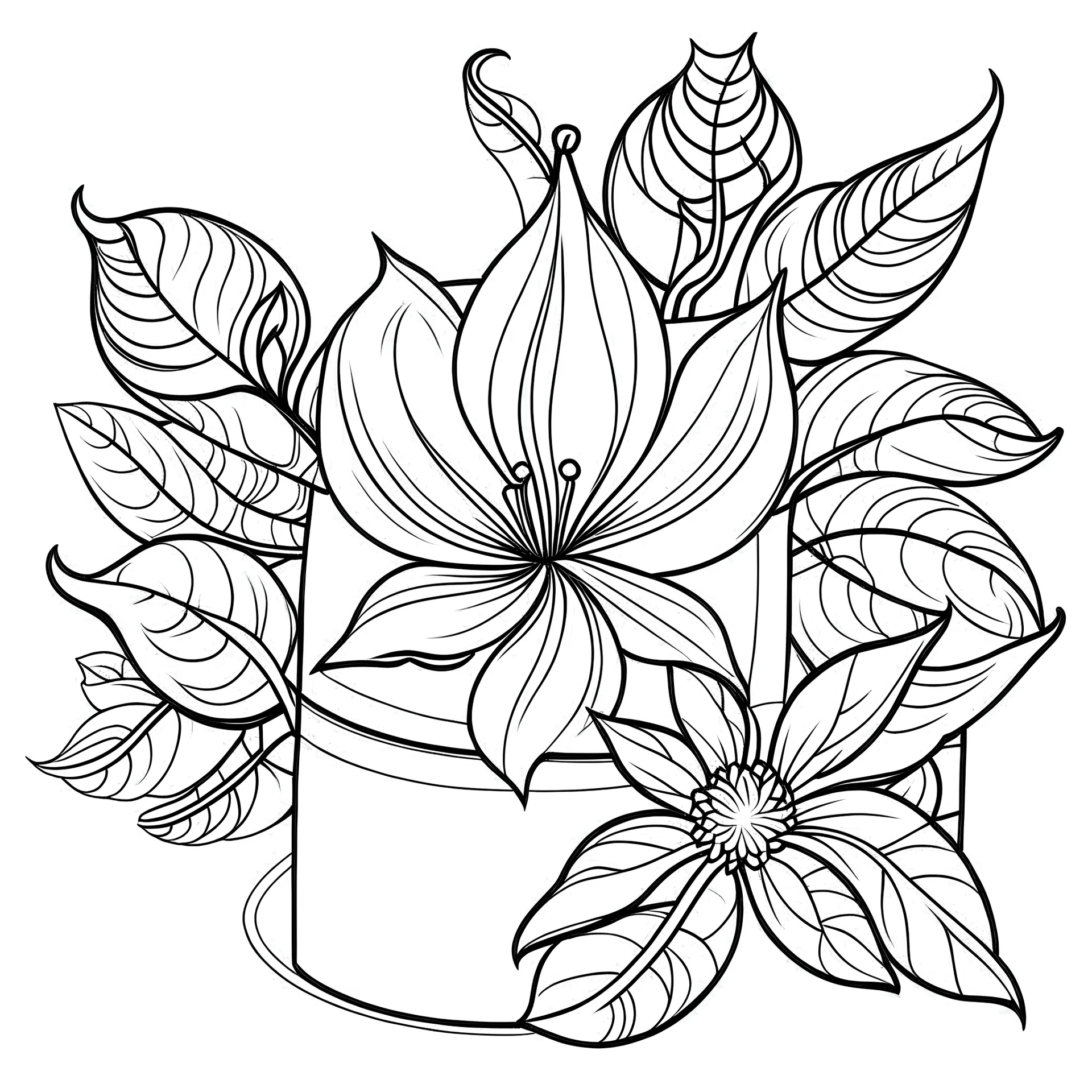 outline art for square Heart Candle Plumeria Ikebana style coloring page for kids, classic manga style, anime style, realistic modern cartoon style, white background, sketch style, only use outline, clean line art, no shadows, clear and well outlined