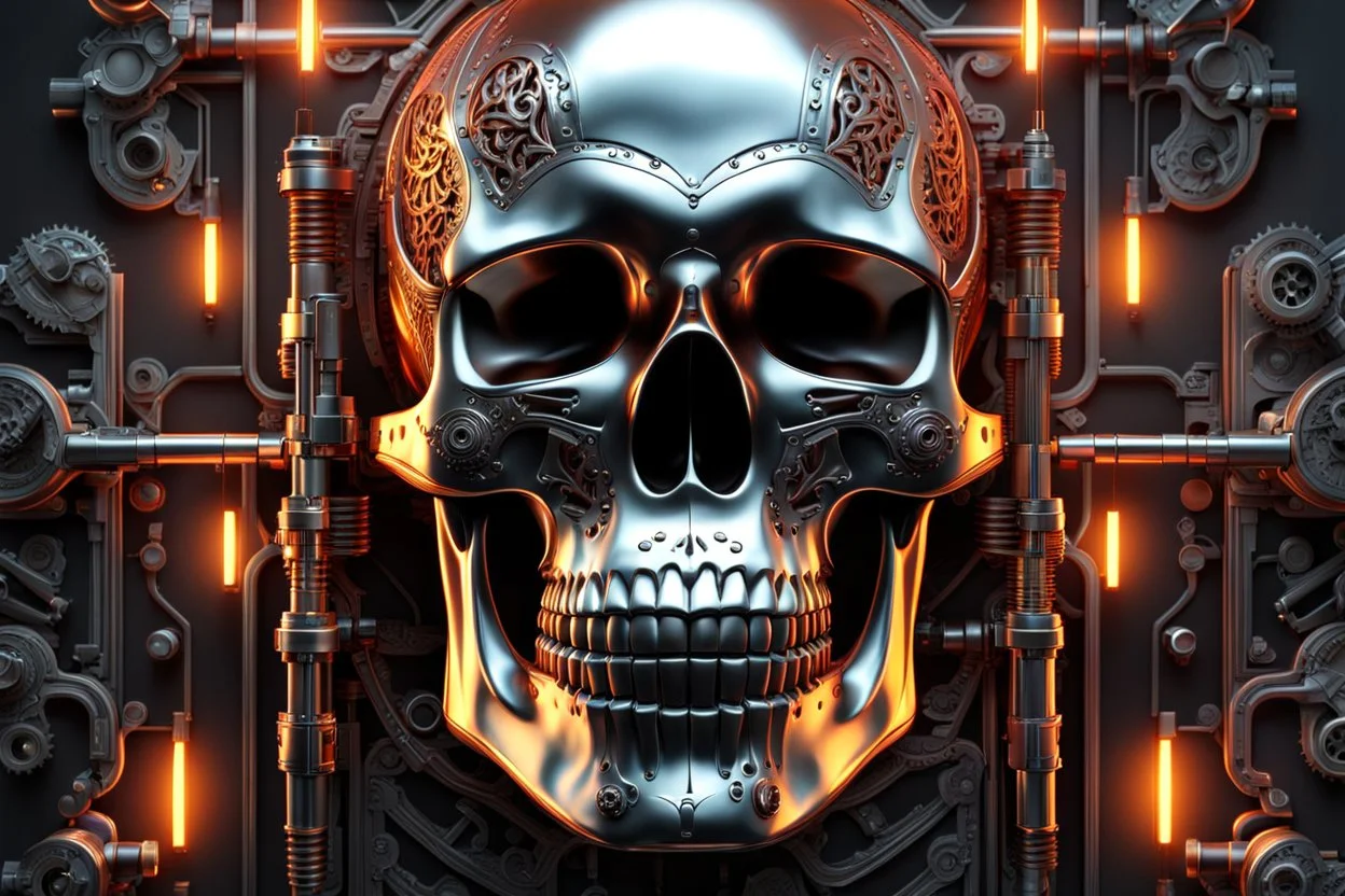 skull with Body parts mechanism in 8k realistic cgi drawing style, close picture, neon, intricate details, highly detailed, high details, detailed portrait, masterpiece,ultra detailed, ultra quality
