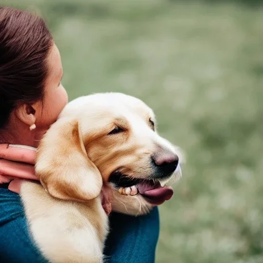 A person hugging a dog