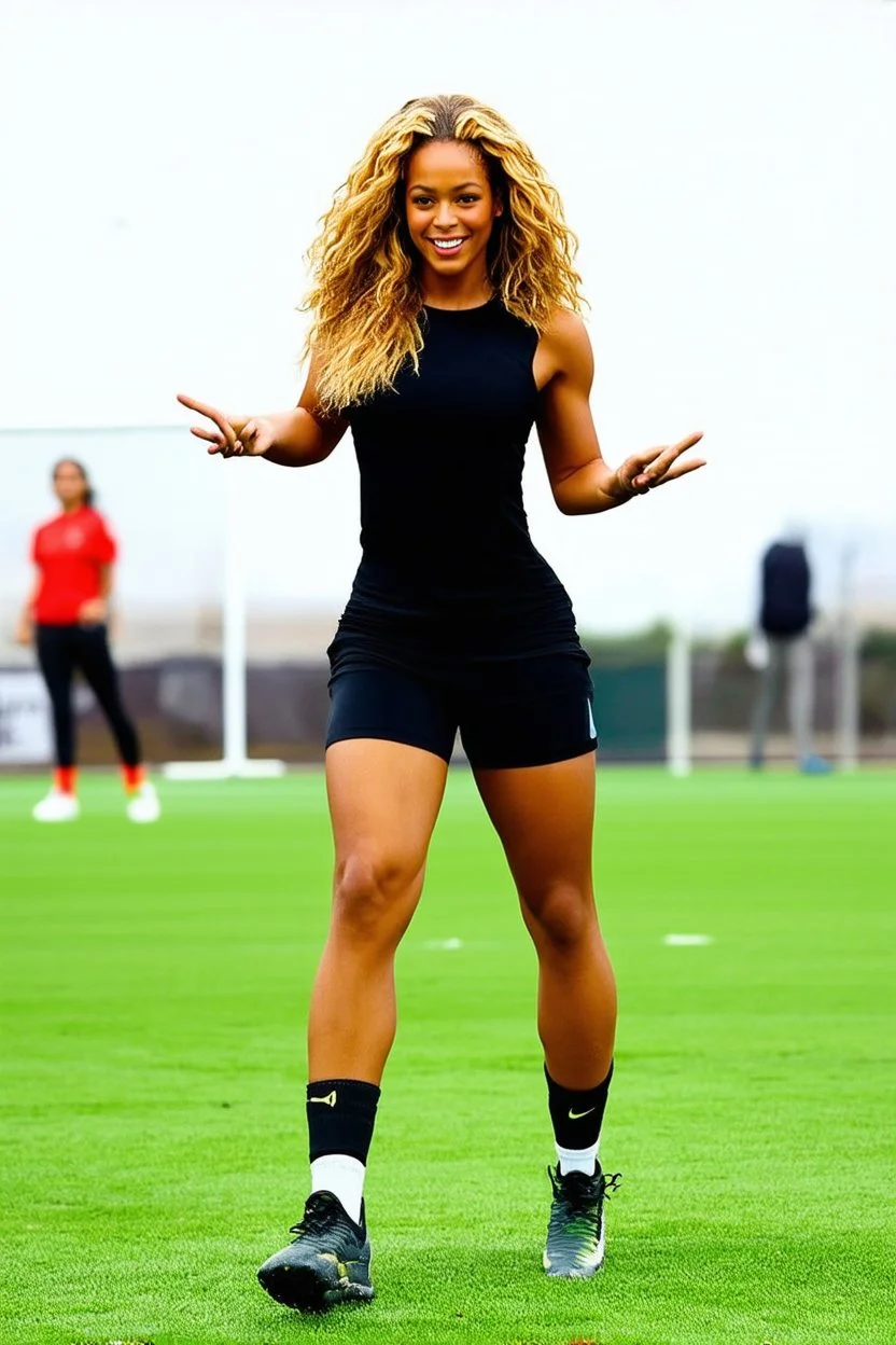 Beyonce playing football