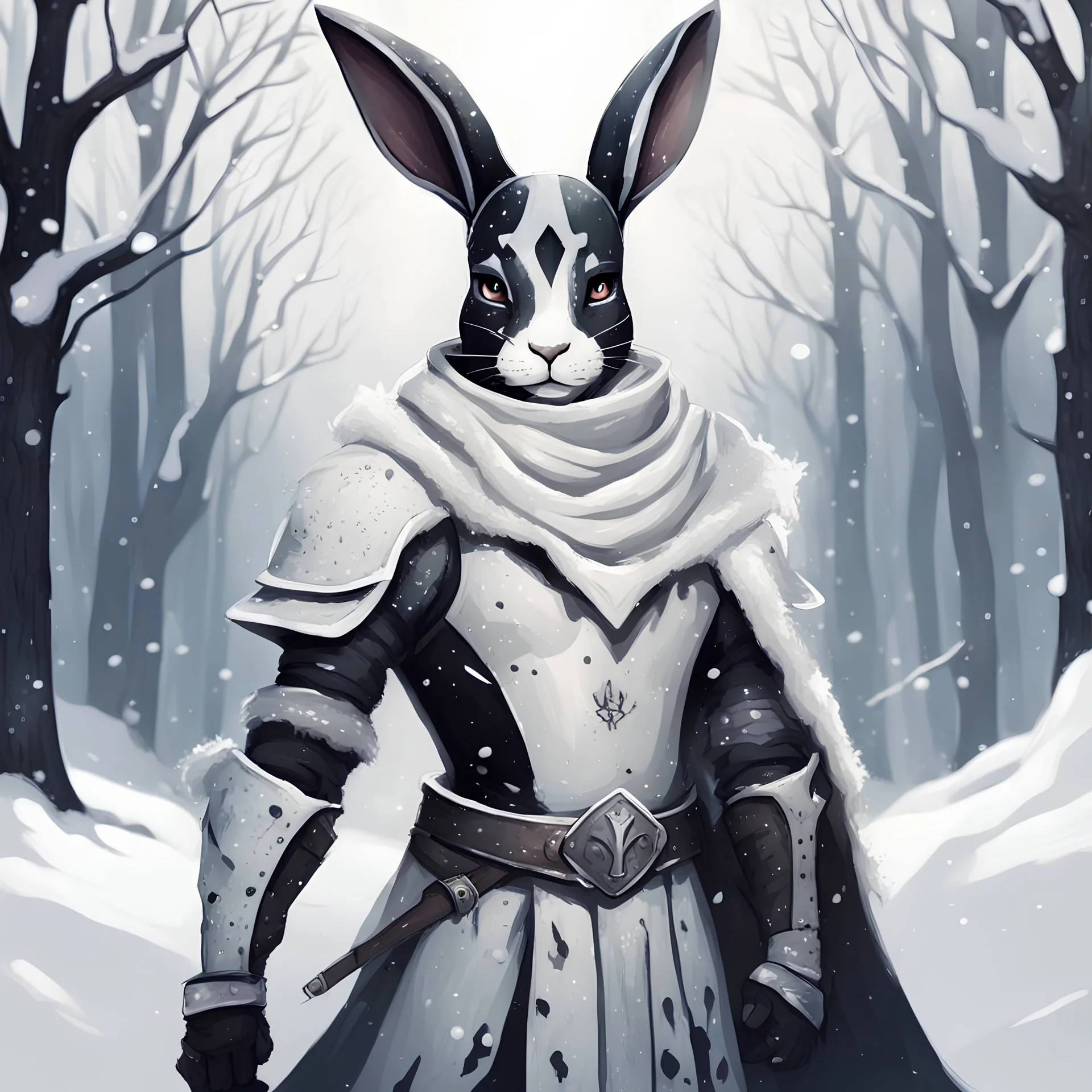 Snow Knight in rabbit vitiligo art style