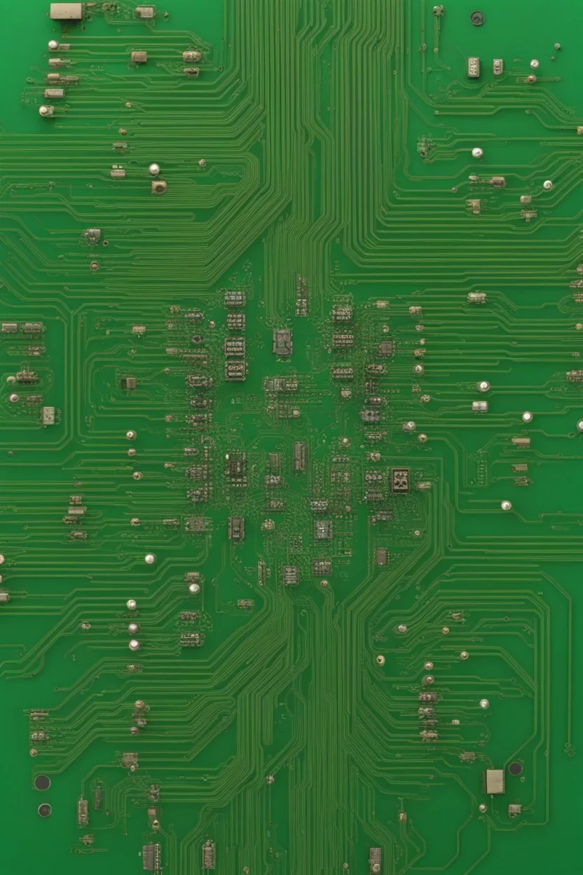 green circuit board from above with many connections