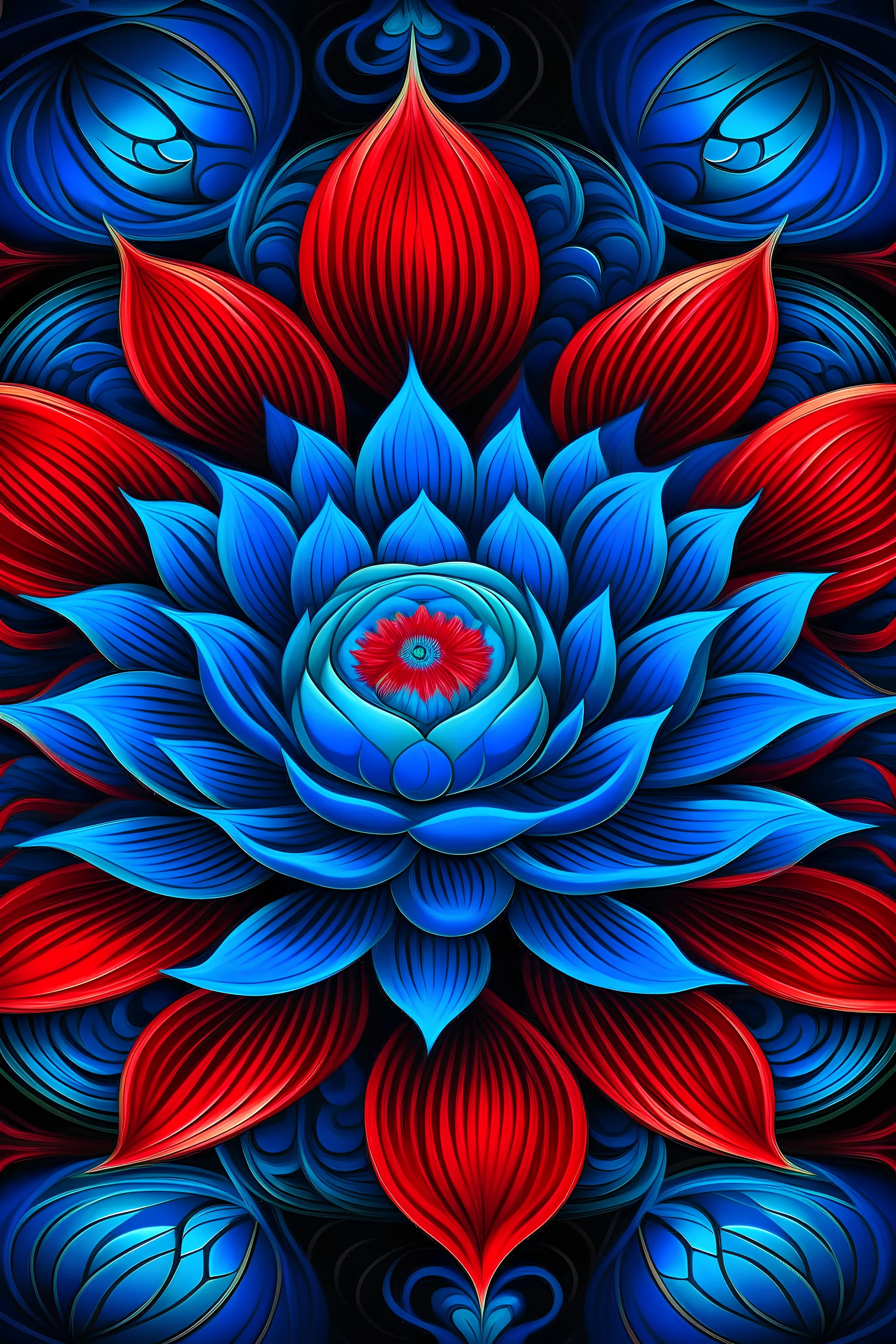 Psychedelic Art pf a Blue Lotus with a Red Eye