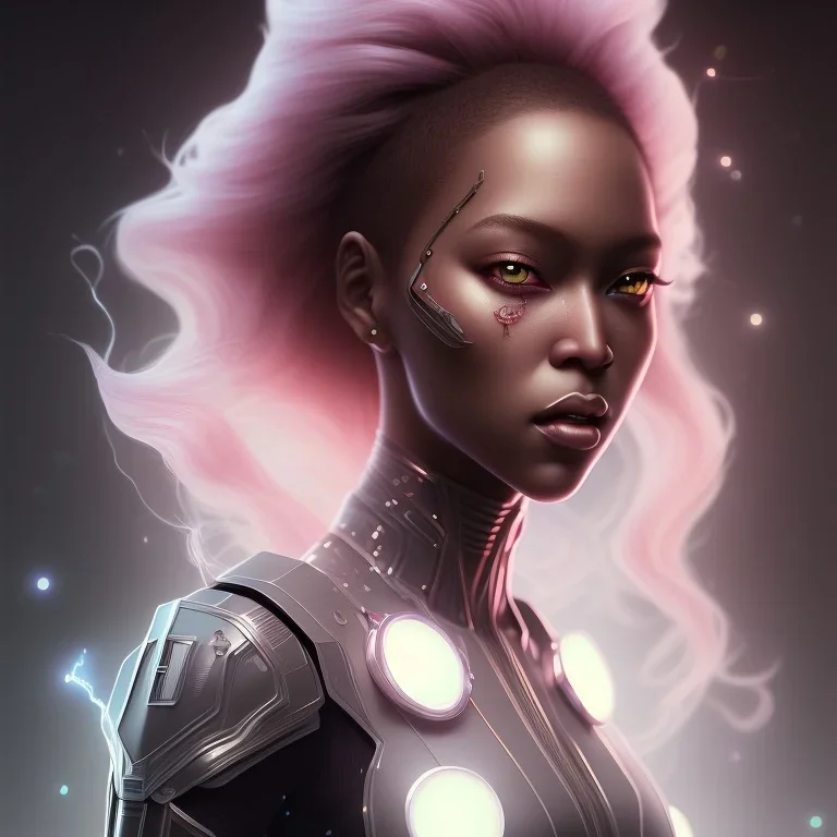 black super hero girl | very very anime!!!, fine - face, beyonce, red afro, realistic shaded perfect face, fine details. anime. realistic shaded lighting poster by ilya kuvshinov katsuhiro otomo ghost - in - the - shell, magali villeneuve, artgerm, jeremy lipkin and michael garmash and rob rey