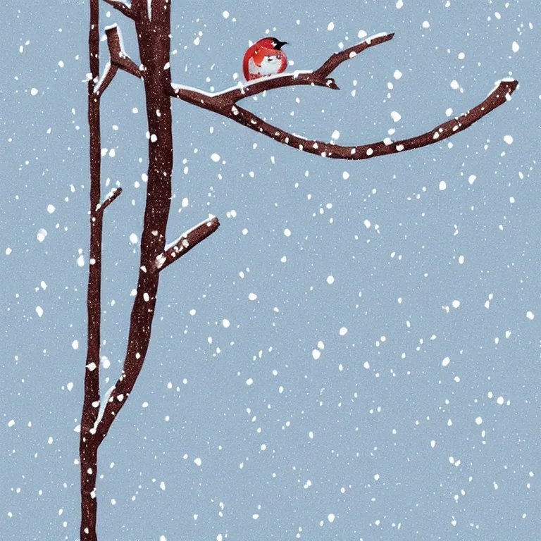 Branch ate in the snow illustration