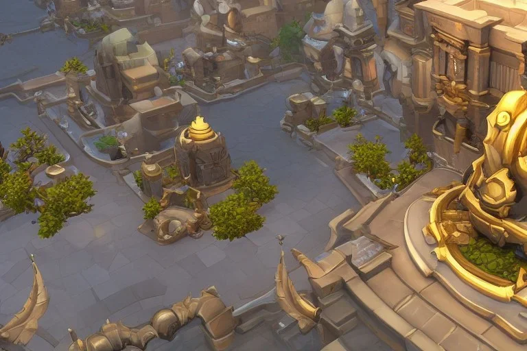 Torchlight 2 architecture made of marble and gold concept in overwatch