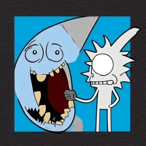 Mr. meeseeks killing rick from rick and morty with a knife