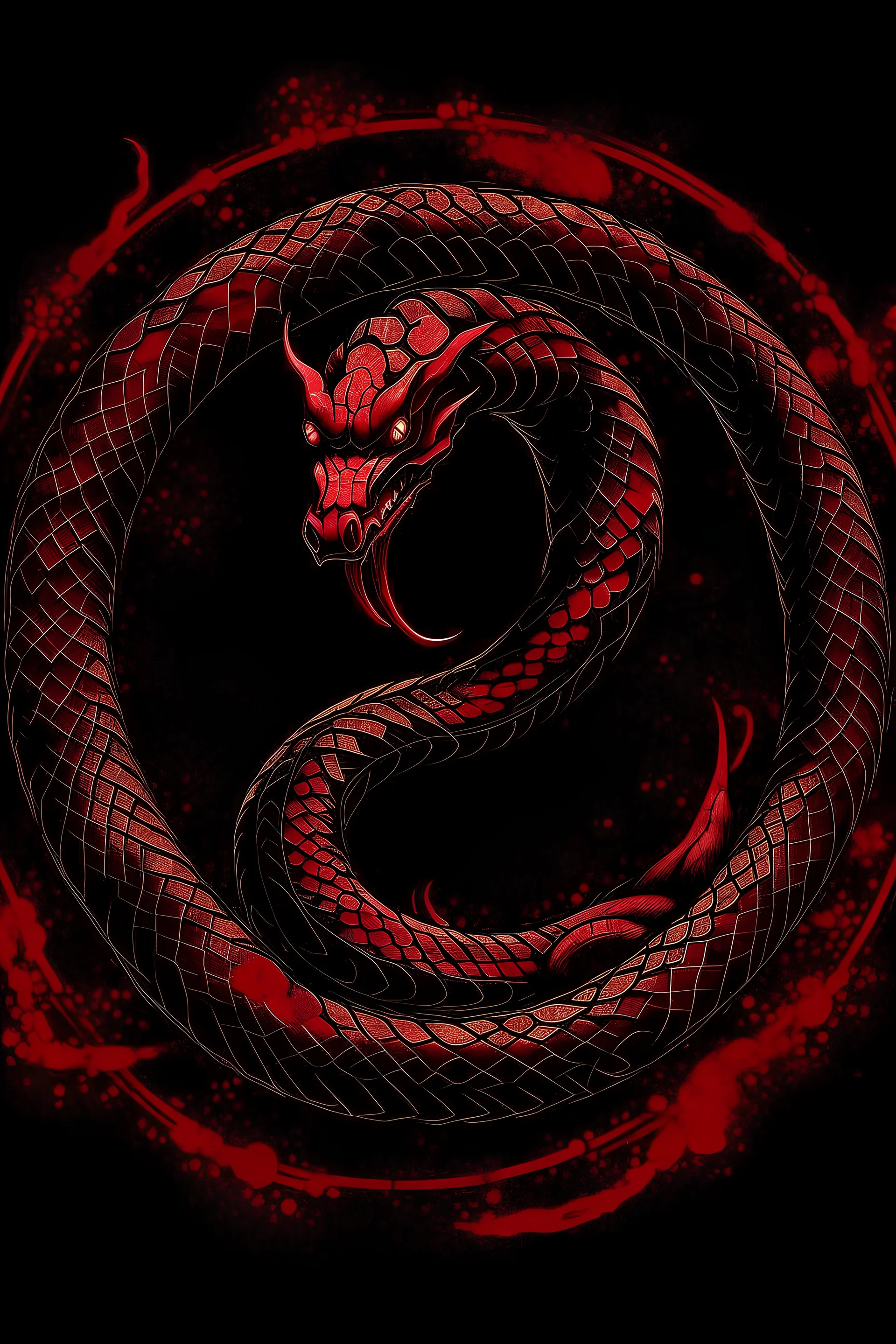 ouroboros made of red ink