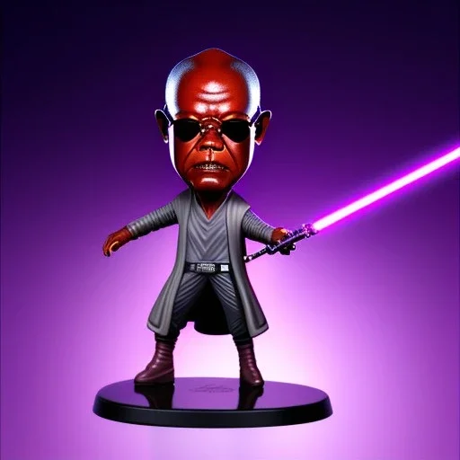 mace windu Samuel jackson no glasses purpleGlow jedi bobblehead with boots,