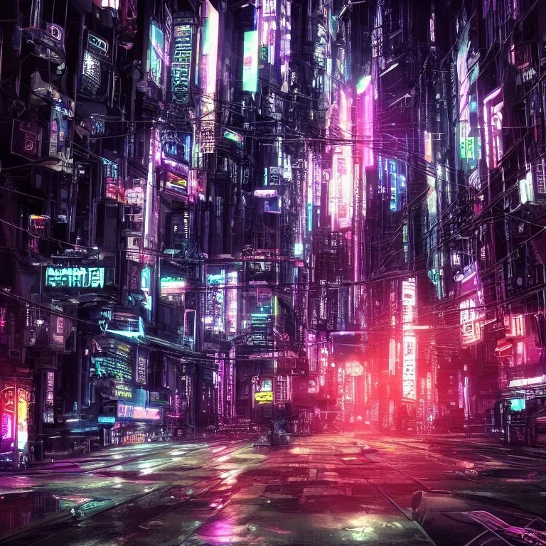 Cyberpunk street view at night