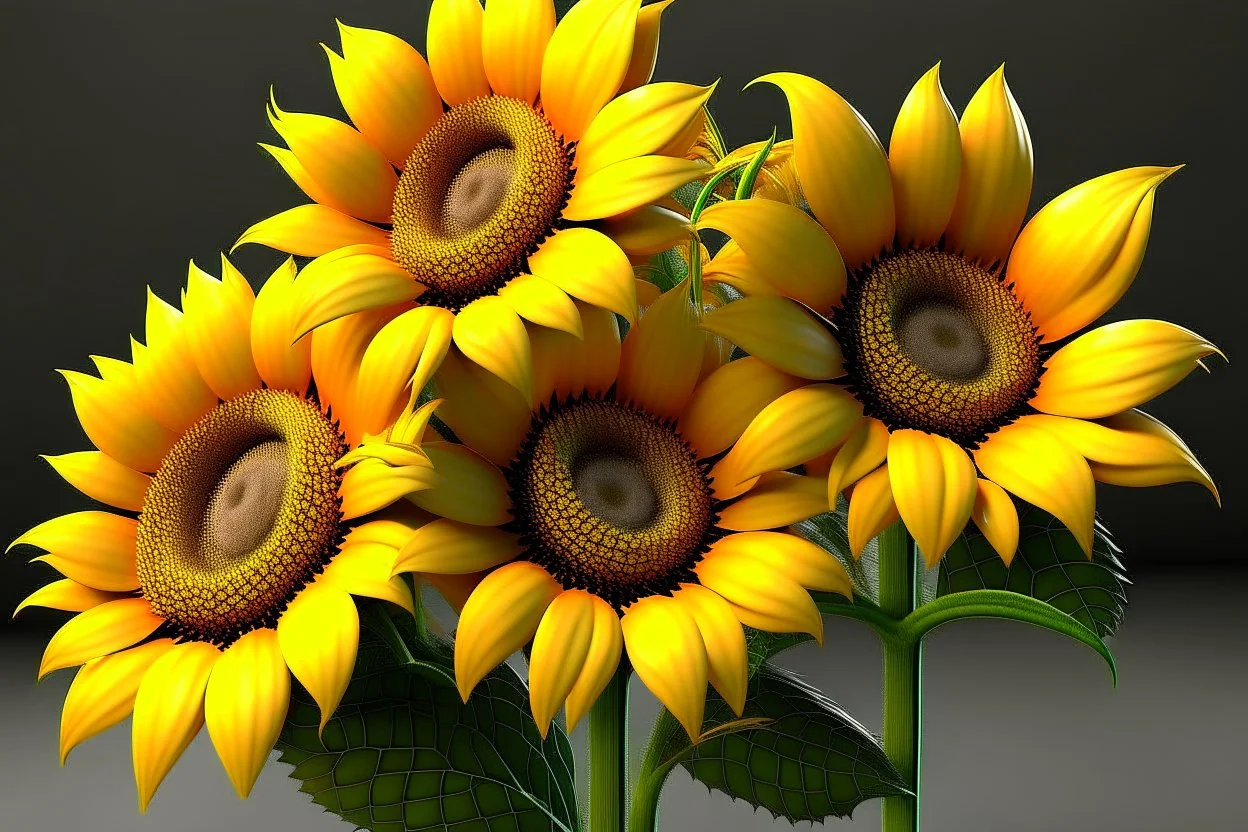 3d,sunflowers