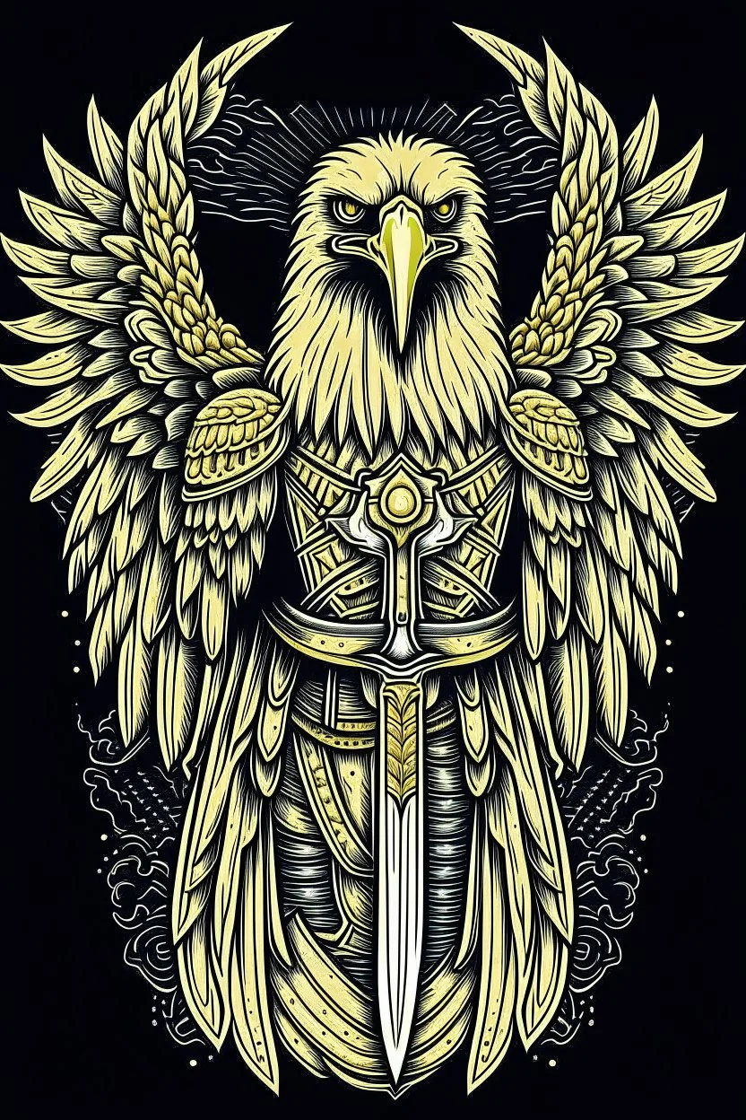 Eagle wearing crown and holding sword with Amberian Security Consulting under neath