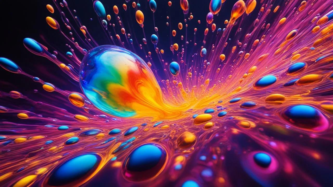 1178. Colourful immiscible liquid globules floating in weightlessness, liquid medium, mixed, distorted, spectacular, strange globular shapes, wild, fantasy, futuristic, artistic, attractive, beautiful lighting, attractive composition, photorealistic, extremely detailed, chiaroscuro