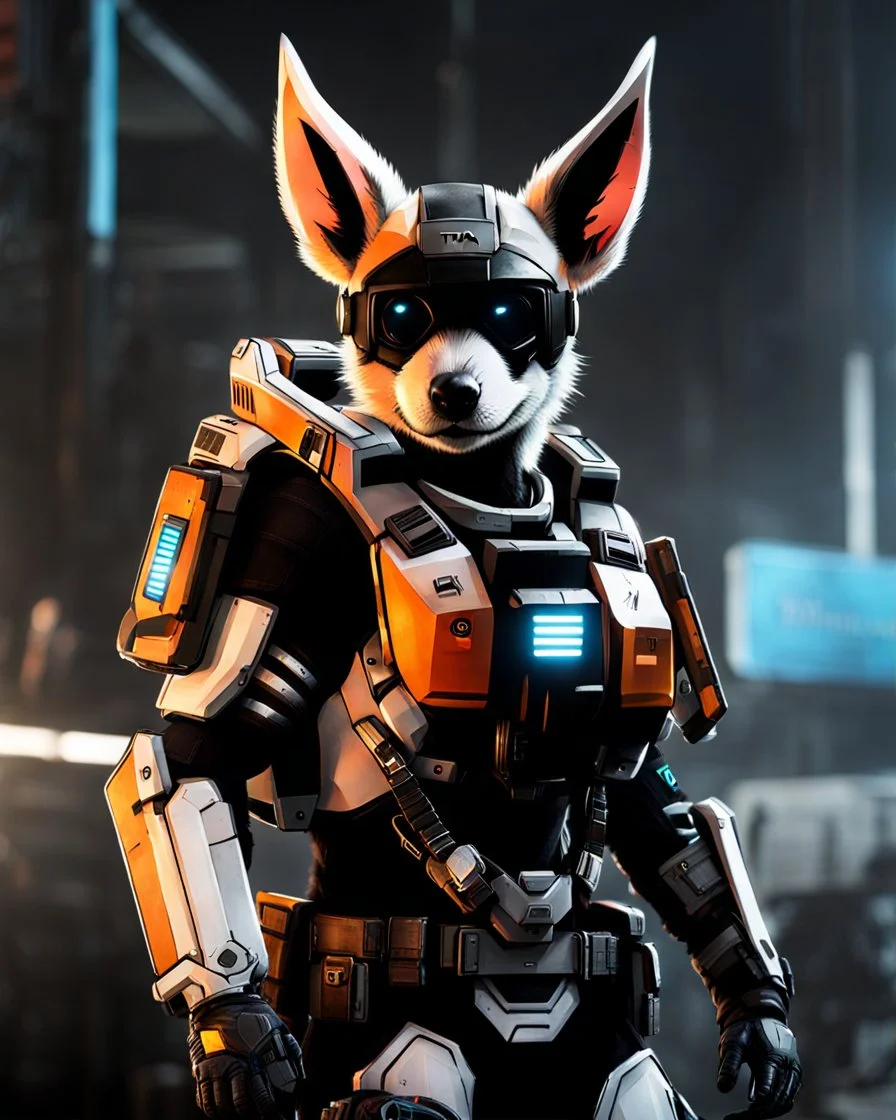 a titanfall pilot that is part bat, concept art, furry, humanoid, cyberpunk, anthropomorphic bat, titanfall 2