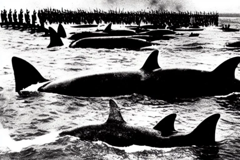 An orca army fighting in WW2 on D-Day