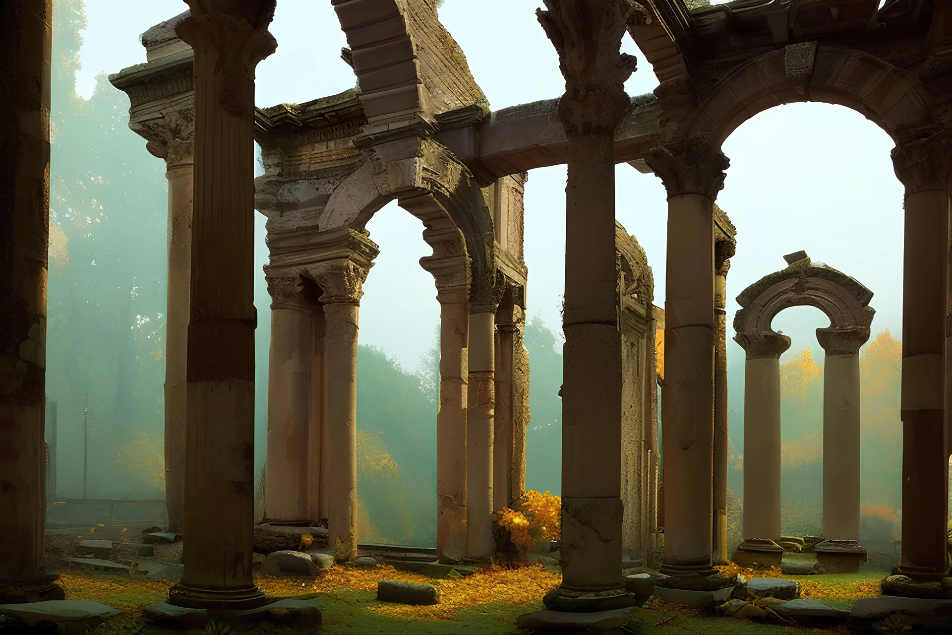 autumn Pegan ruins by andrea Del sarto