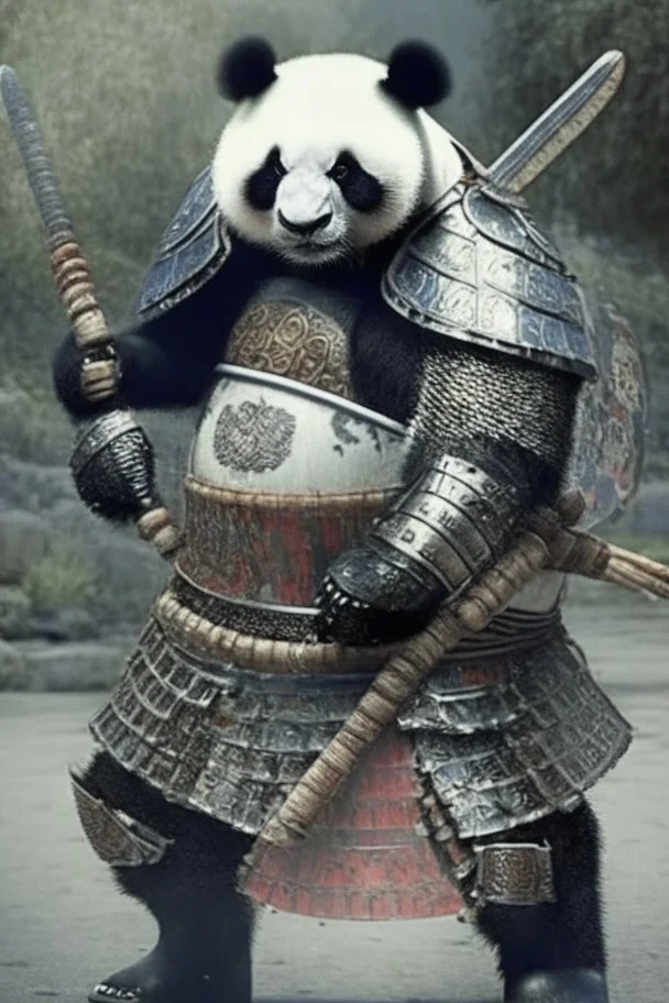 Panda in samurai armour