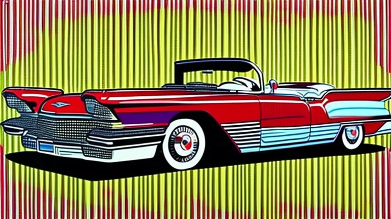 stalking a cadillac eldorado 1959 flammable,pop art, Andy Warhol.Roy Lichtenstein.