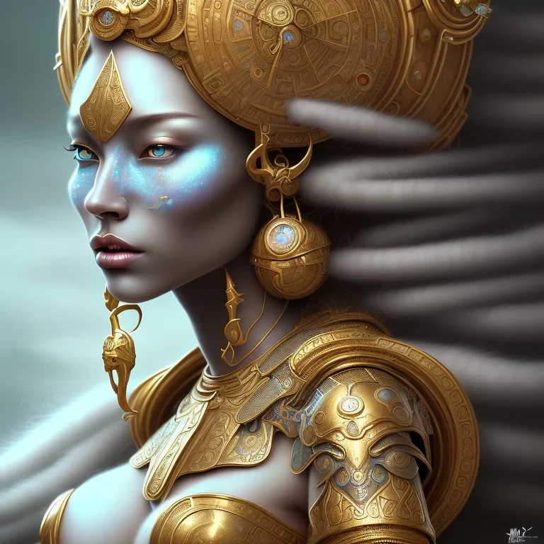 ssango fantasy, fantasy magic, intricate, sharp focus, illustration, highly detailed, digital painting, concept art, matte, artgerm and paul lewin and kehinde wiley, masterpiece silver elephant head bronze Asian African girl nice breast Hawaiian hair turquoise golden waves