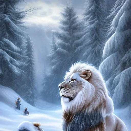 Snow place and human and Lion hybrid