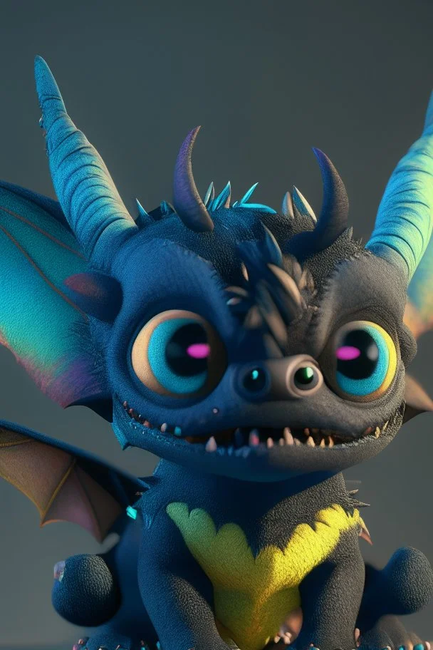 Lilo and stitch and toothless fused together , 8k, highly detailed, small minutiae, tiny features, hires, 8k, uhd, realistic shaded volumetric lighting, volumetric, color scheme, toned colors, colorful