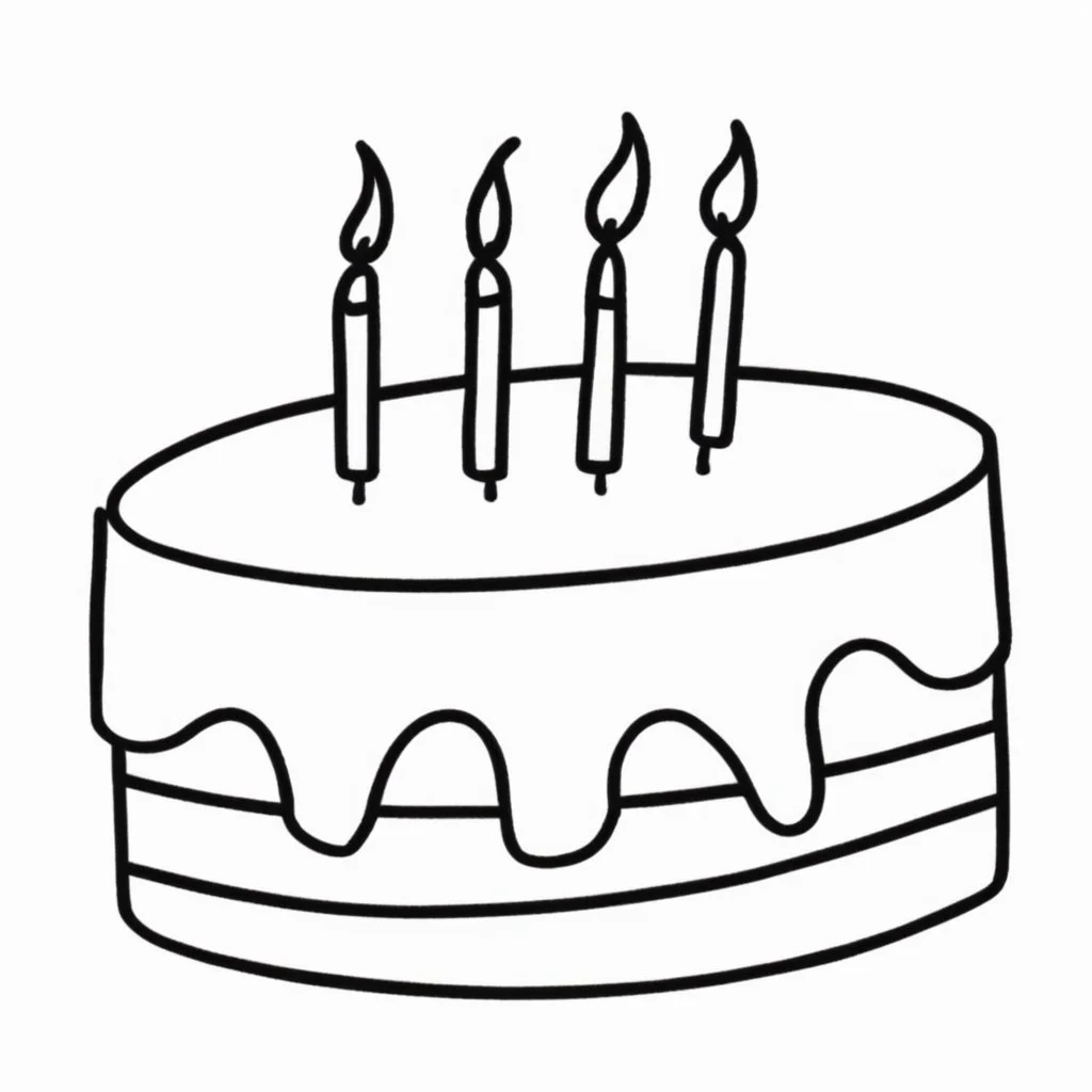 birthday cake, line drawing