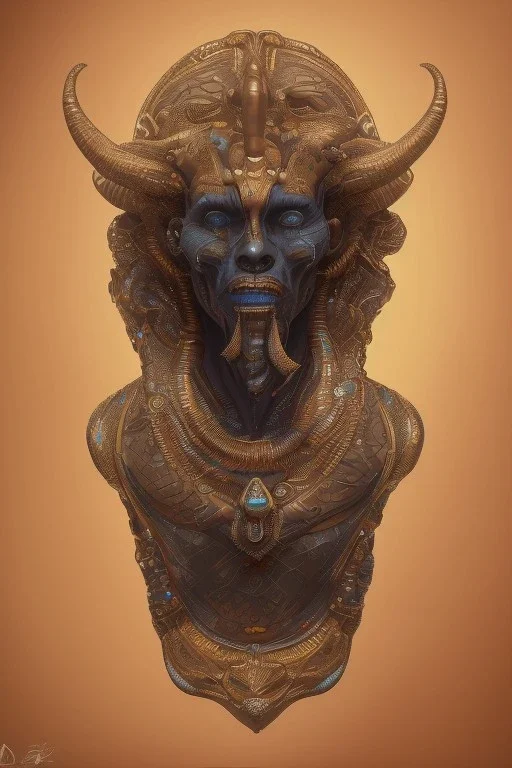 shinny black male African Egyptian alien, cracks in the voodoo head, wicked, eyes, crown, Elephant, 8k, finely detailed, photo realistic, tiger turquoise skull head gold dragon space alien snow skeleton gold fang teeth silver crown silver eyes