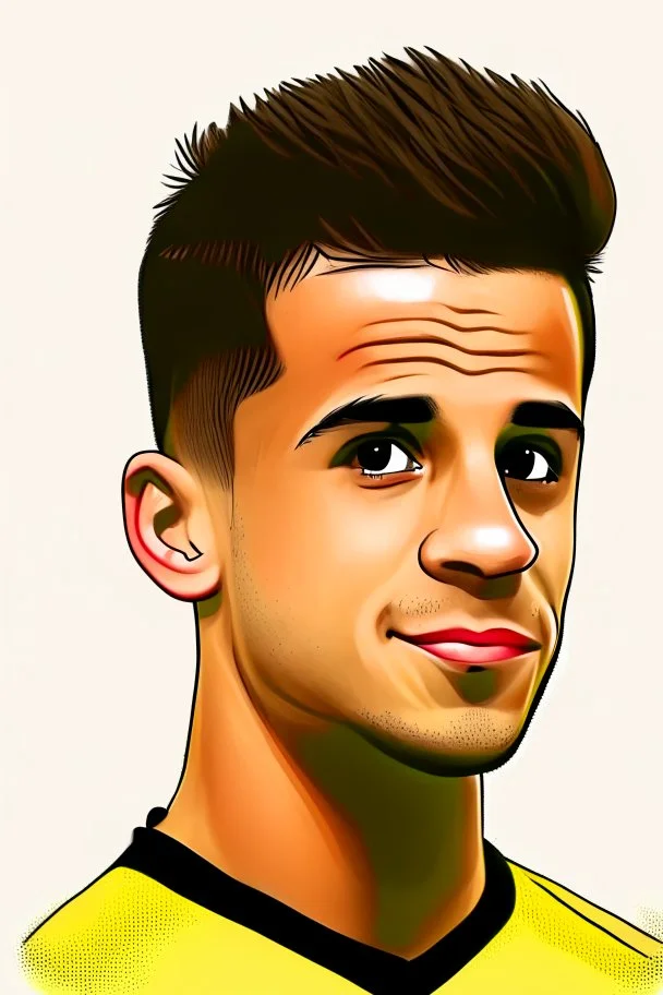 Philippe Coutinho Brazilian football player ,cartoon 2d