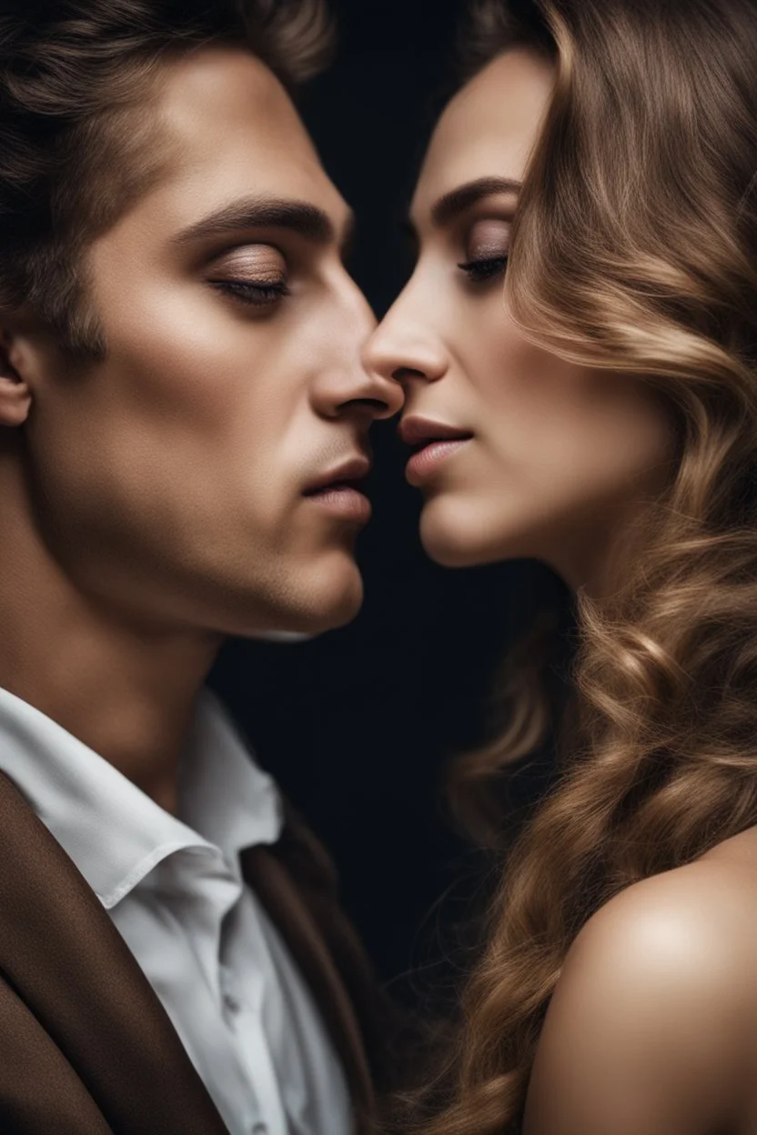 A surrealistic portrait of two lovers, their eyes locked in a passionate . HOF, full size, (((realism, realphoto, photography, portrait,beautiful, charming, professional photographer, captured with professional DSLR camera, 64k,