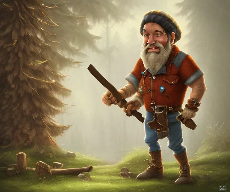 Midjourney style, a skeletal lumberjack wearing a wool cap